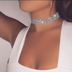 rhinestone 5 row stretchy choker
